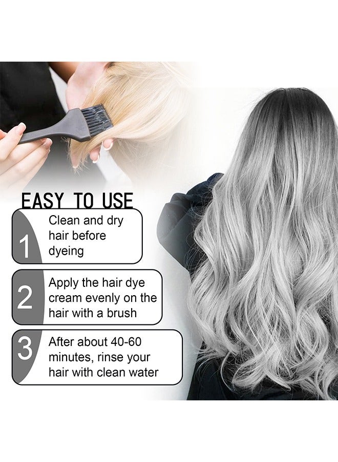 EELHOE Silver Gray Natural Hair Dye Cream,Hair Dye Light Gray Silver Color Cream,Gray Silver Color Cream,Grey Permanent Hair Dye,Silver Gray Natural Hair Color Cream,Silver Hair Dye,100ML - Image 3