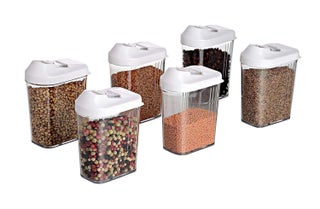 Denique Plastic Kitchen Storage Box for Cereal Spices and Pulses storage container set with lid rice dal namkin 750ml 125 x 72 x 165 Cm Clear and White Pack of 6 - pzsku/ZEC481E39633DEA2470B9Z/45/1746563831/3c96622d-eca6-4a47-b204-c8ce9f274316