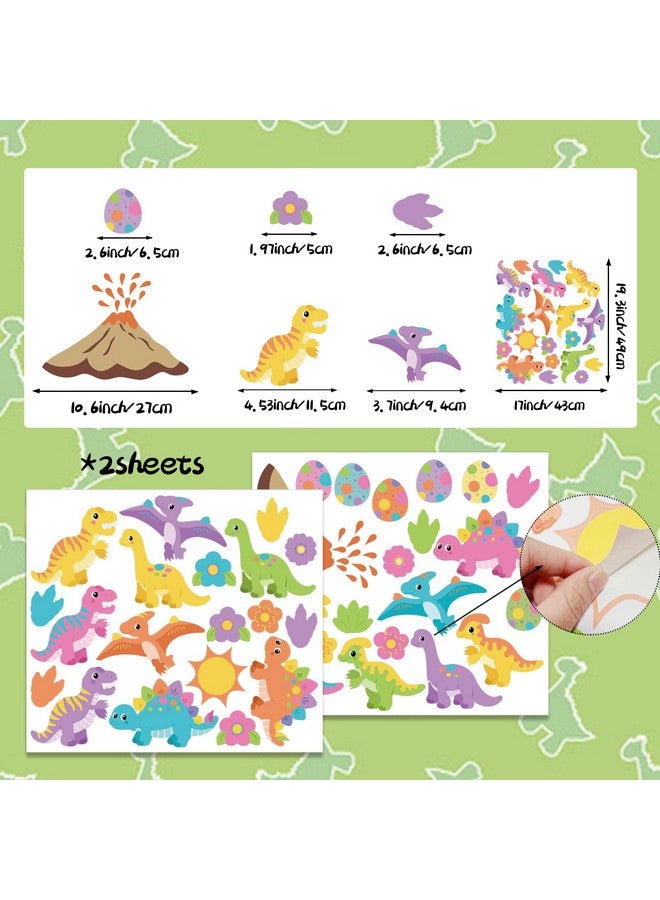 iinuu Cute Colorful Baby Dinosaurs Peel and Stick Wall Decals for Nursery, Girls Bedroom, Daycare - Flowers Stickers, Kids Art Decor - Image 5