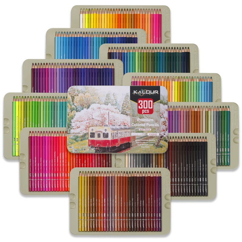 KALOUR Professional Colored Pencils,Set of 300 Colors,Artists Soft Core with Vibrant Color,Ideal for Drawing Sketching Shading,Coloring Pencils for Adults Artists Beginners - Image 1