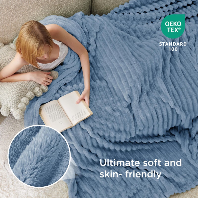 Bedsure GentleSoft King Blanket for Couch - Cozy Soft Blankets for Women, Cute Large Throws for Girls, Blue, 108x90 Inches - Image 4