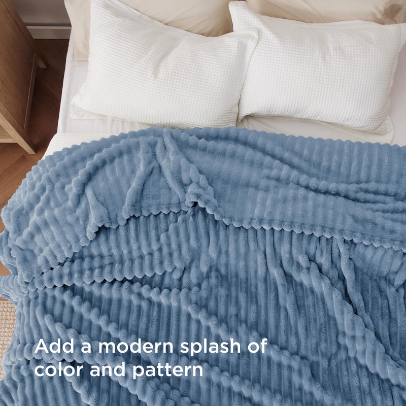 Bedsure GentleSoft King Blanket for Couch - Cozy Soft Blankets for Women, Cute Large Throws for Girls, Blue, 108x90 Inches - Image 3