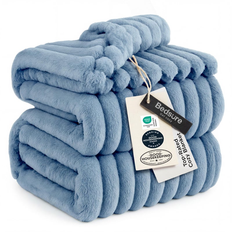Bedsure GentleSoft King Blanket for Couch - Cozy Soft Blankets for Women, Cute Large Throws for Girls, Blue, 108x90 Inches - Image 1