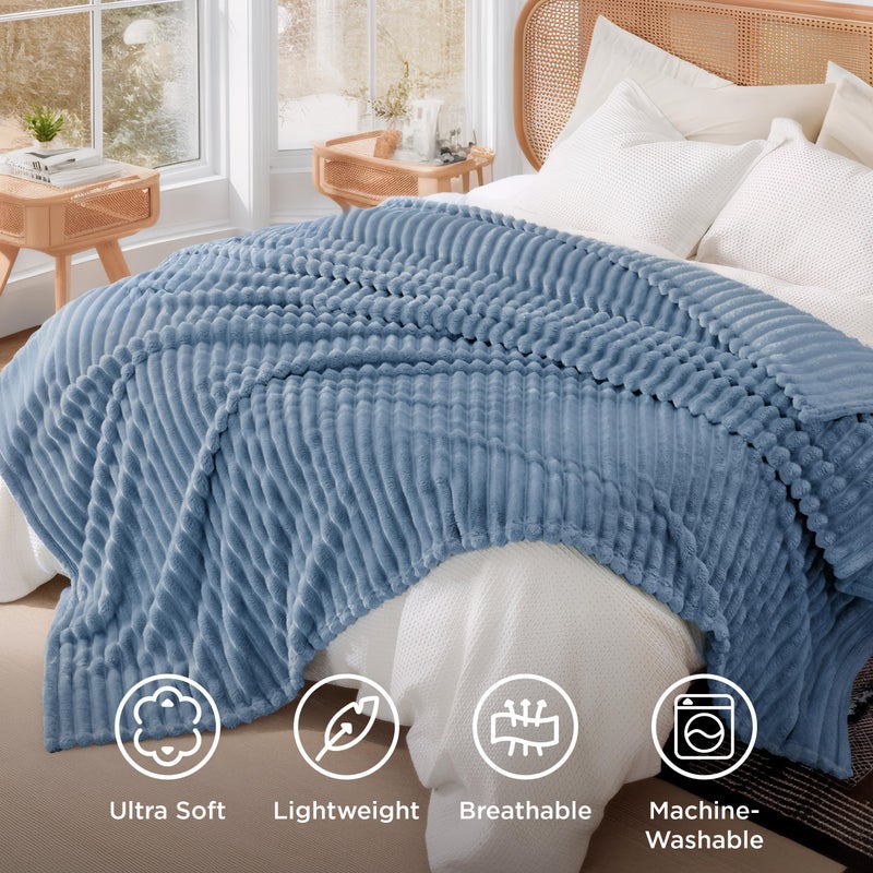 Bedsure GentleSoft King Blanket for Couch - Cozy Soft Blankets for Women, Cute Large Throws for Girls, Blue, 108x90 Inches - Image 5
