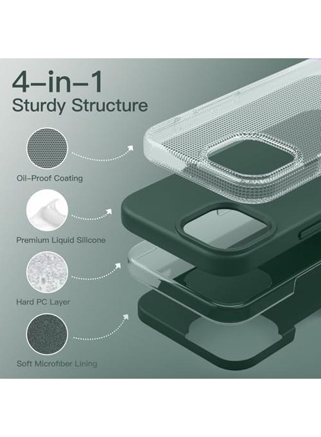 Jetech Silicone Case For Iphone 13 Mini 5.4 Inch Silky Soft Touch Full Body Protective Phone Case Shockproof Cover With Microfiber Lining Midnight Green - Image 3