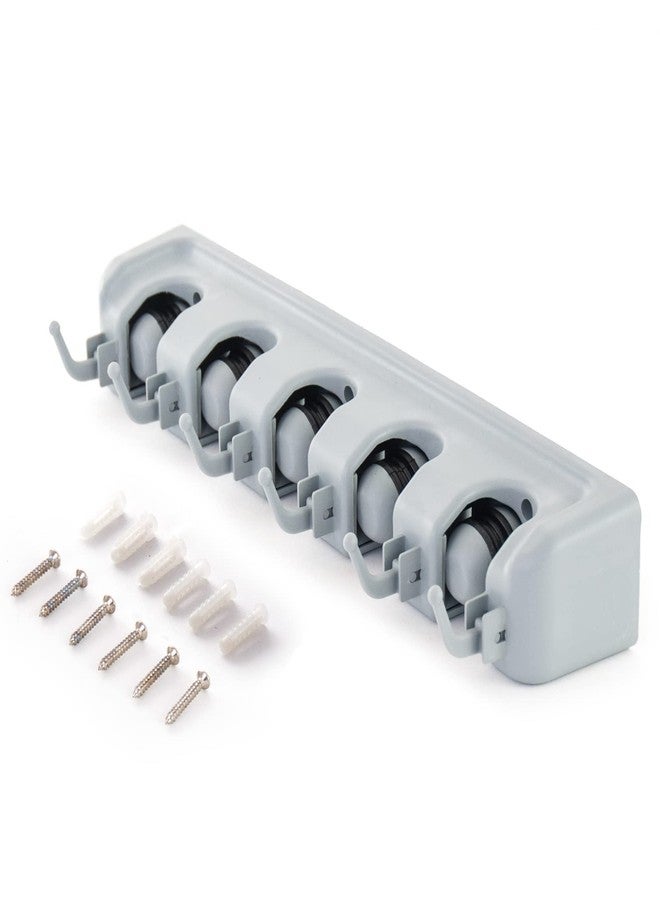 ForHauz Broom Holder with 5 Holding Positions & 6 Hooks, Easy Wall Mount Storage for Organizing Garage or Closet - Image 2