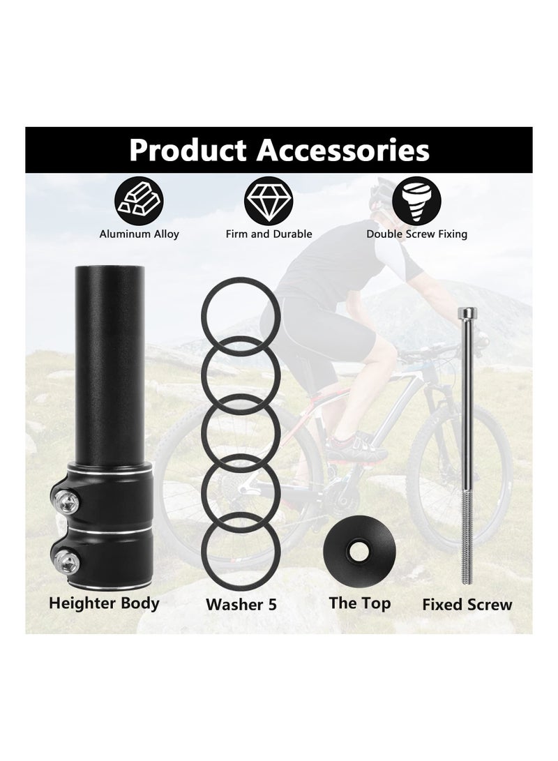 Y&D Bike Stem Riser, Adjustable Bicycle Handlebar Extender, Aluminum Alloy, High Toughness, Increases Bar Height Up to 5.3" for Most Road Bike, Mtb, Bmx, Cycling(1-1/8" Black)(With Wrench) - Image 3