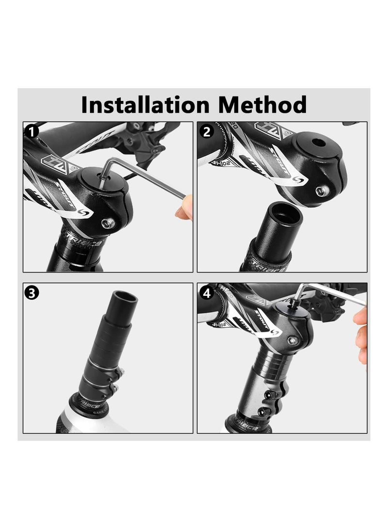 Y&D Bike Stem Riser, Adjustable Bicycle Handlebar Extender, Aluminum Alloy, High Toughness, Increases Bar Height Up to 5.3" for Most Road Bike, Mtb, Bmx, Cycling(1-1/8" Black)(With Wrench) - Image 2