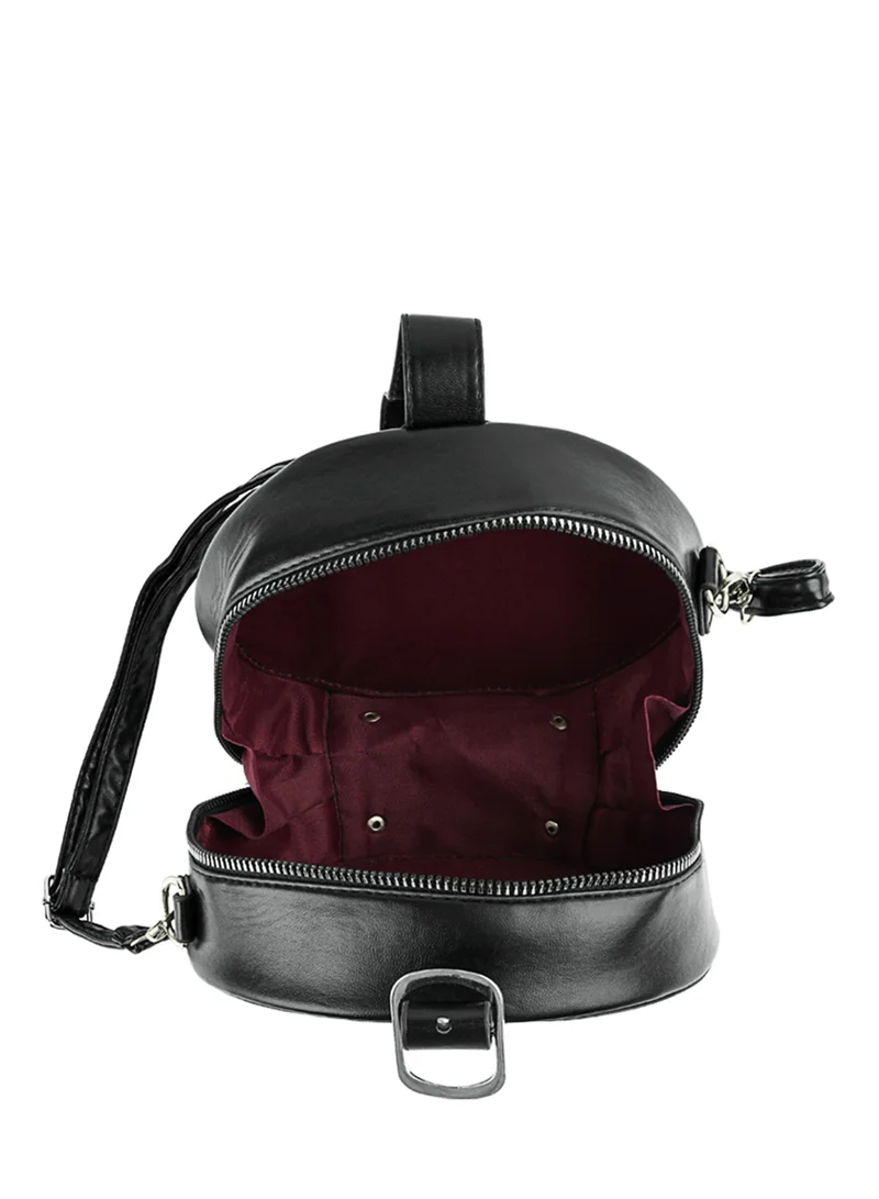London Rag Black Round Quilted Sling Bag