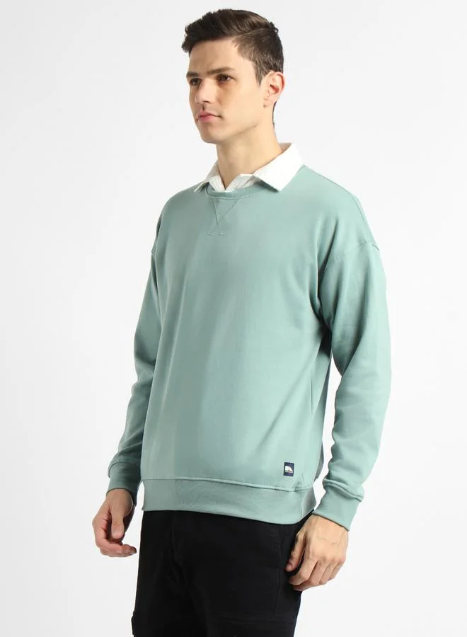 Dennis Lingo Relaxed Fit Solid Sweatshirt with Dropped Shoulder