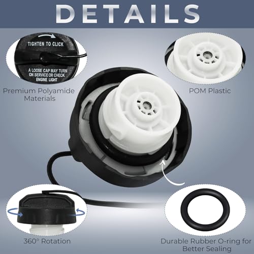 Anleecap Gas Cap Fuel Cap For Jeep Dodge Ram, 2003-2018 Wrangler Jk, 2002-2012 Liberty, 2001-2017 Grand Cherokee, 2008-2018 Patroit, 2008-2018 Compass, 2006-2010 Commander, 2003-2006 Wrangler TJ, 52030377AB - Image 3