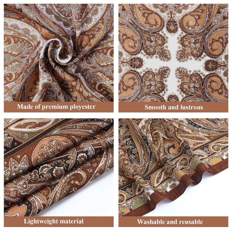 VBAEI 1 Pcs 27.5 Inches Satin Head Scarf Silk Like Hair Scarf Stain Bandana Hair Wrap Neck Scarf for Women(Brown) - Image 4