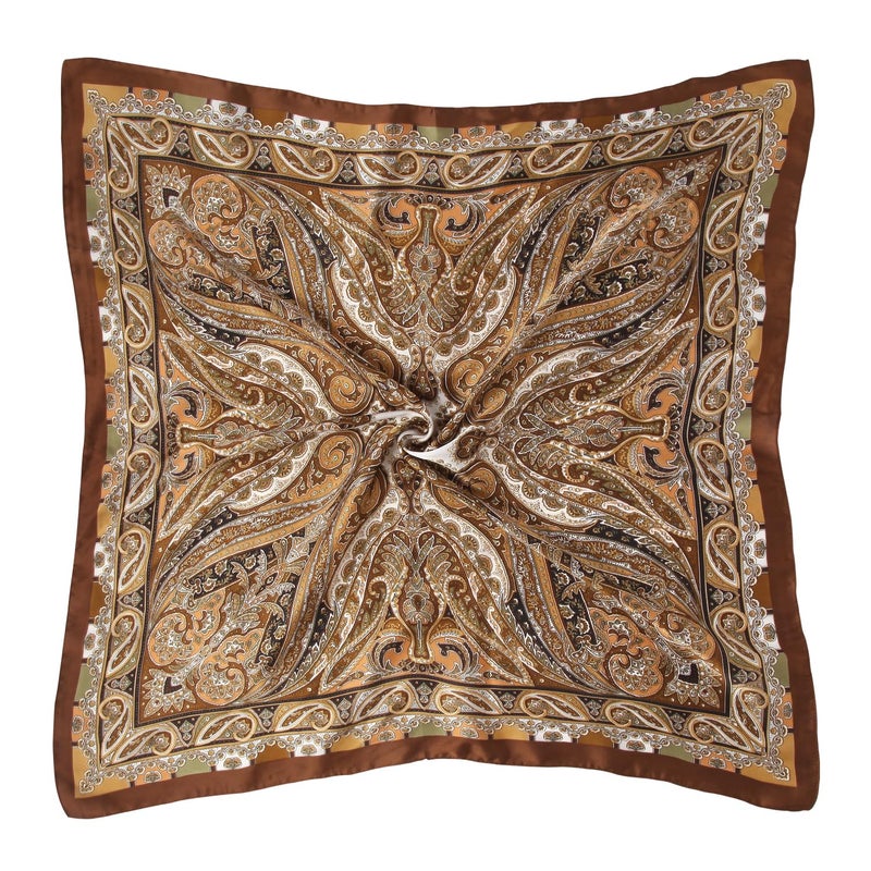 VBAEI 1 Pcs 27.5 Inches Satin Head Scarf Silk Like Hair Scarf Stain Bandana Hair Wrap Neck Scarf for Women(Brown) - Image 5