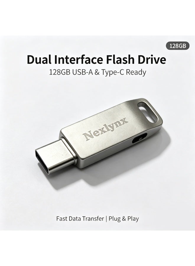 Nexlynx 128GB  USB 3.0 Flash Drive USB Type-A &Ttpe-C Read Speed 100 MBps Write Speed 50 MBps,High Speed,Dual Interface Design - Image 1