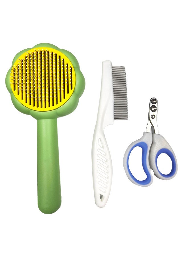 جدويري فرشاة شعر القطط ومقص أظافر القطط مع مجموعة مبرد أظافر للقطط والجراء والحيوانات الأليفة الصغيرة والعناية بها وإزالة شعرها وإزالة شعر الحيوانات الأليفة والعناية بمخالب القطط ومجموعة مقصات فرشاة قطط بيضاوية ومقص أظافر منحني - Image 1