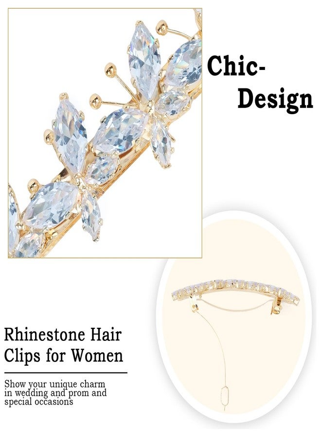 AMCAMI 2PCS Rhinestone Hair Clips,Gold Butterfly Wedding Hair Clips For Women，Fancy Gold Hair Barrettes For Bridal Bridesmaid Prom - Image 2