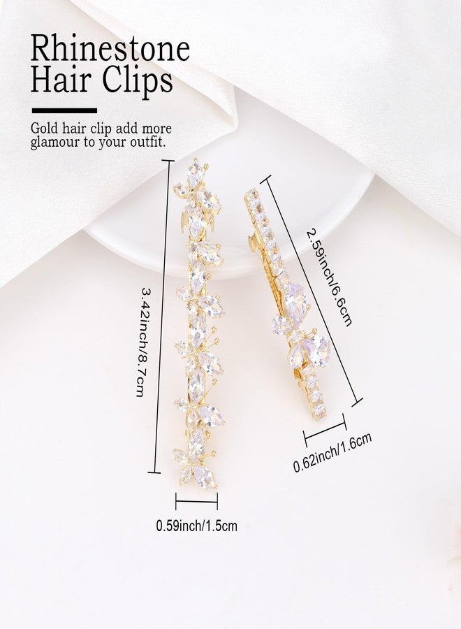 AMCAMI 2PCS Rhinestone Hair Clips,Gold Butterfly Wedding Hair Clips For Women，Fancy Gold Hair Barrettes For Bridal Bridesmaid Prom - Image 3
