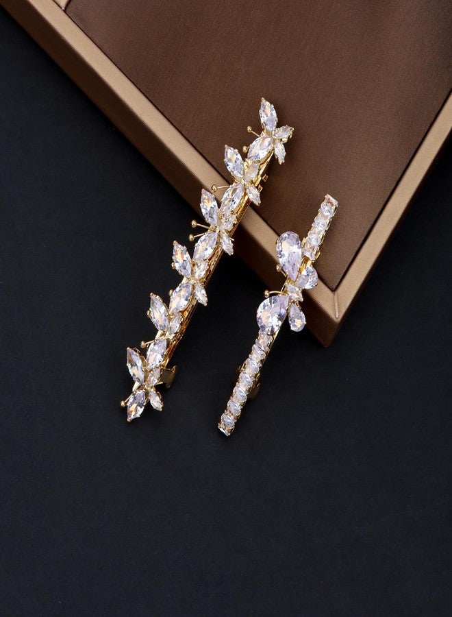 AMCAMI 2PCS Rhinestone Hair Clips,Gold Butterfly Wedding Hair Clips For Women，Fancy Gold Hair Barrettes For Bridal Bridesmaid Prom - Image 4