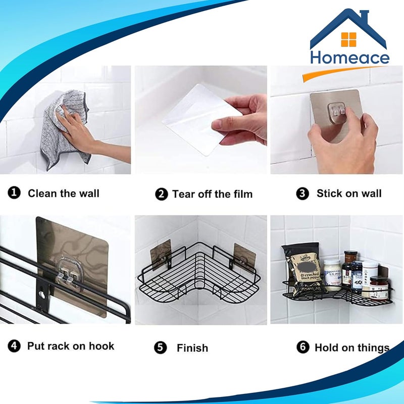 Homeace Homeace Wall Mounted SelfAdhesive Bathroom Corner ShelfKitchen Rack Holder Bathroom Accessories Powder Coated Finish Black L Shape 1  - Image 4