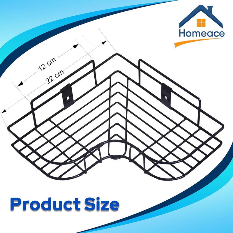 Homeace Homeace Wall Mounted SelfAdhesive Bathroom Corner ShelfKitchen Rack Holder Bathroom Accessories Powder Coated Finish Black L Shape 1  - Image 2