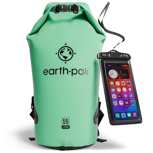 Earth Pak Waterproof Dry Bag Roll Top Waterproof Backpack Sack Keeps Gear Dry for Kayaking Beach Rafting Boating Hiking Camping and Fishing with Waterproof Phone Case - Image 1