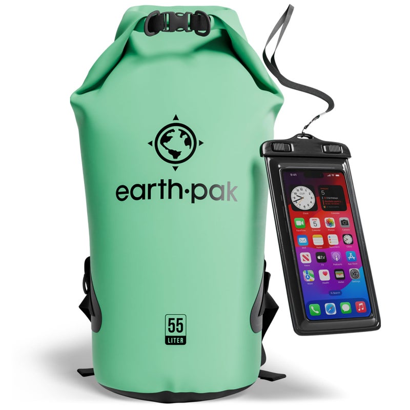 Earth Pak Waterproof Dry Bag Roll Top Waterproof Backpack Sack Keeps Gear Dry for Kayaking Beach Rafting Boating Hiking Camping and Fishing with Waterproof Phone Case - Image 2