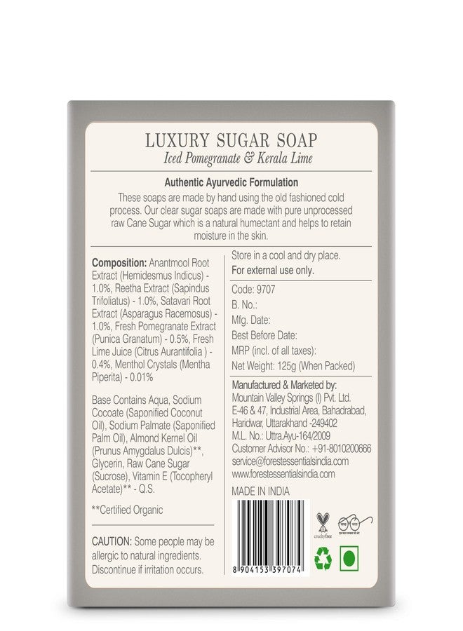 Forest Essentials Luxury Sugar Soap Iced Pomegranate & Kerala Lime 125g - Image 2