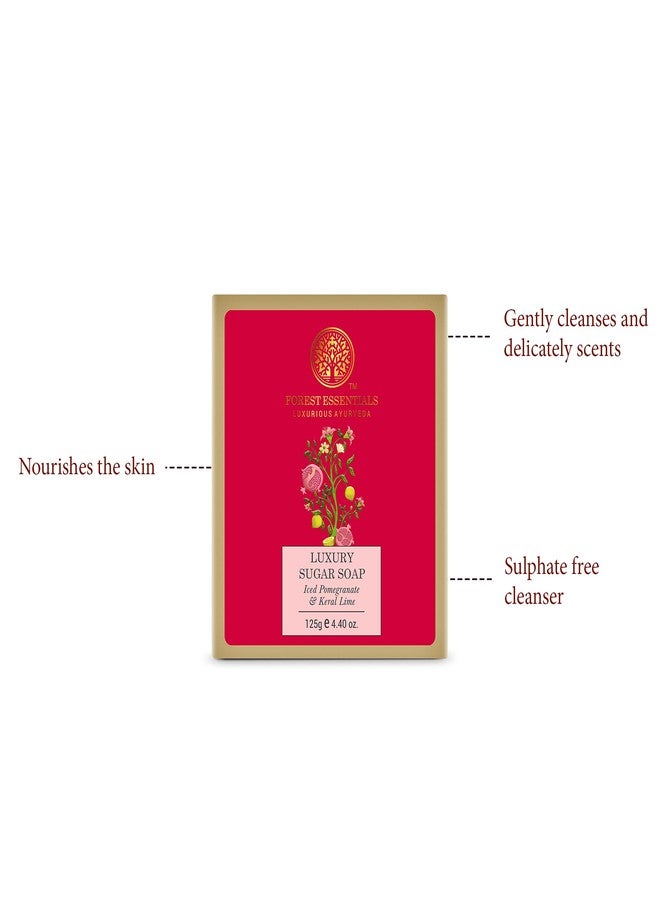 Forest Essentials Luxury Sugar Soap Iced Pomegranate & Kerala Lime 125g - Image 4