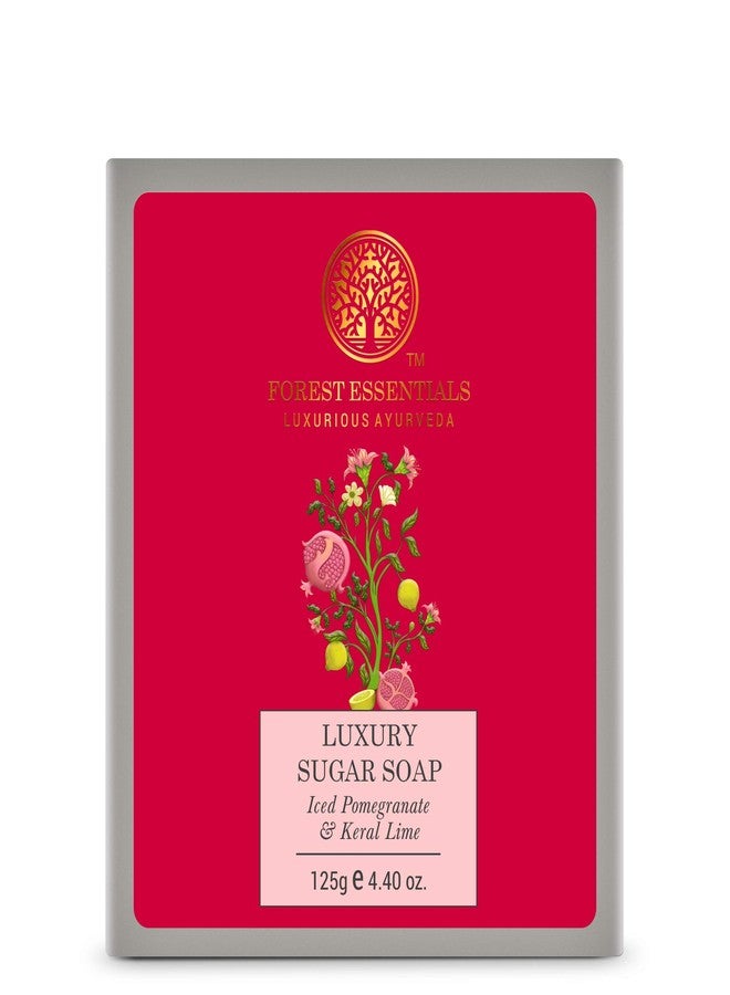 Forest Essentials Luxury Sugar Soap Iced Pomegranate & Kerala Lime 125g - Image 1