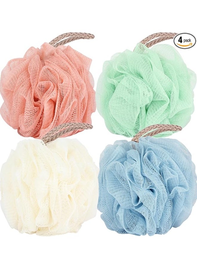 Sponge 60g Shower Loofahs 4 Colors Bath Sponges Mesh Balls for Body Scrubber Exfoliator Wash Back Scrubber Bathroom Men Women - 4 Pack Scrubbers Cleaning Bathing Accessories - Image 5
