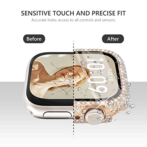 CHANCHY 4-Pack Compatible with Apple Watch Case 44mm Protective Bumper with Screen Protector, 200 Crystal Diamond Bling Cases Cover for Apple Watch SE Series 6 5 4, Rose Gold/Pink/Rainbow/Clear, 44mm - Image 4