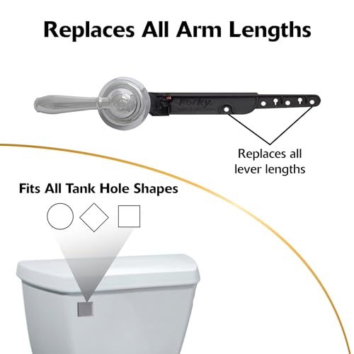 Korky 6051BP Strongarm Tank Lever Universal to Fit Front Angled Side Left and Right Mount Toilets, 1 Piece, Chrome, Faucet Style - Image 4