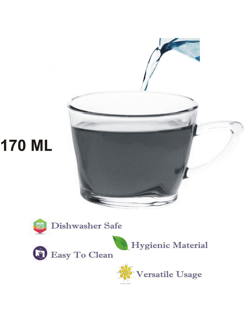 Somil Clear Glass Coffee & Tea Cup/Mug (170 Ml), Enjoy Your Drink in Style, 8.5 X 11.5 X 6.7 Cm, Pack of 2 - Image 4