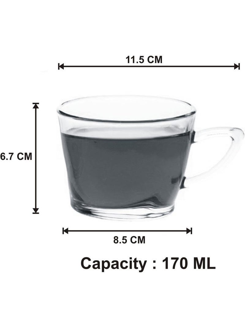 Somil Clear Glass Coffee & Tea Cup/Mug (170 Ml), Enjoy Your Drink in Style, 8.5 X 11.5 X 6.7 Cm, Pack of 2 - Image 3