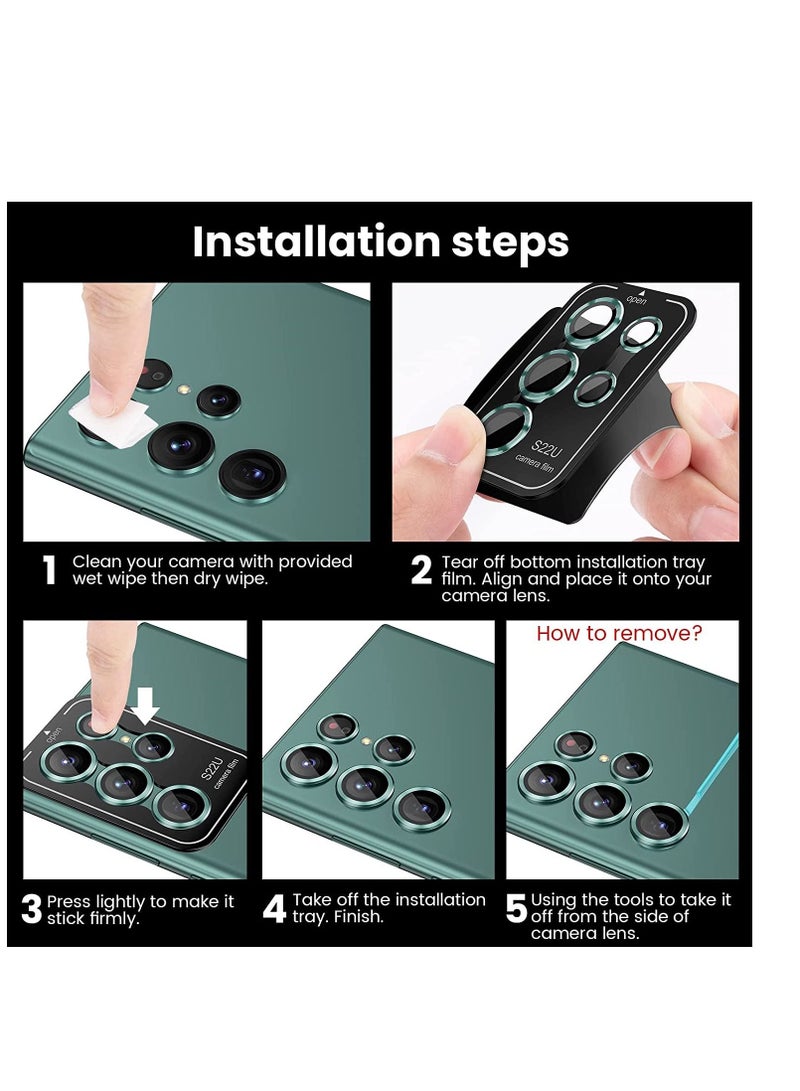 Phone Planet Camera Lens Tempered Glass Protector for Galaxy S22 Ultra, Aviation Aluminum Alloys Protection Cap Scratch Resistant Protector, Compatible with Galaxy S22 Ultra - Image 3