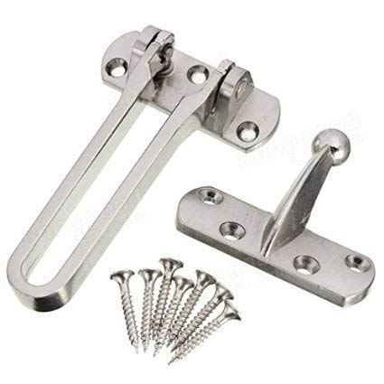 MHS Door Guard Restrictor Lock Zinc Alloy Security Window Lock Latch Safety Chain Catch (Pack of 1, Silver) - Image 1