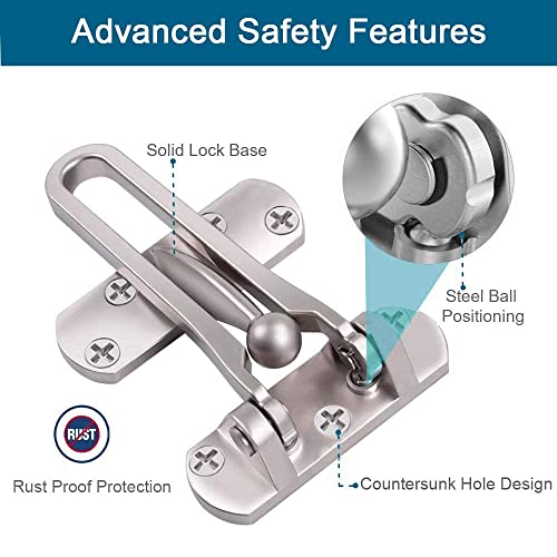 MHS Door Guard Restrictor Lock Zinc Alloy Security Window Lock Latch Safety Chain Catch (Pack of 1, Silver) - Image 2
