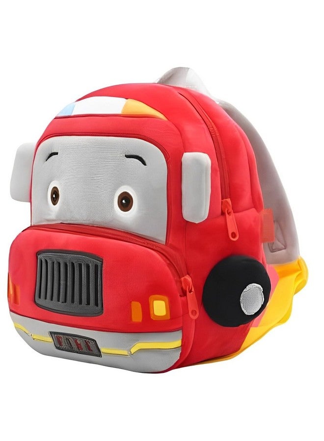 blue tree Cute Boy's and Girl's Plush Kids Bag Full Embroidery Designs Mini Travel Backpack (Fire Brigade) (2-5 Years) - Image 1