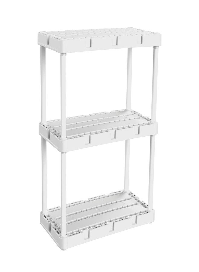Gracious Living 3 Shelf Knect-A-Shelf Solid Light Duty Storage Unit 12 x 24 x 33" Organizer for Home, Garage, Basement & Laundry, White - Image 1