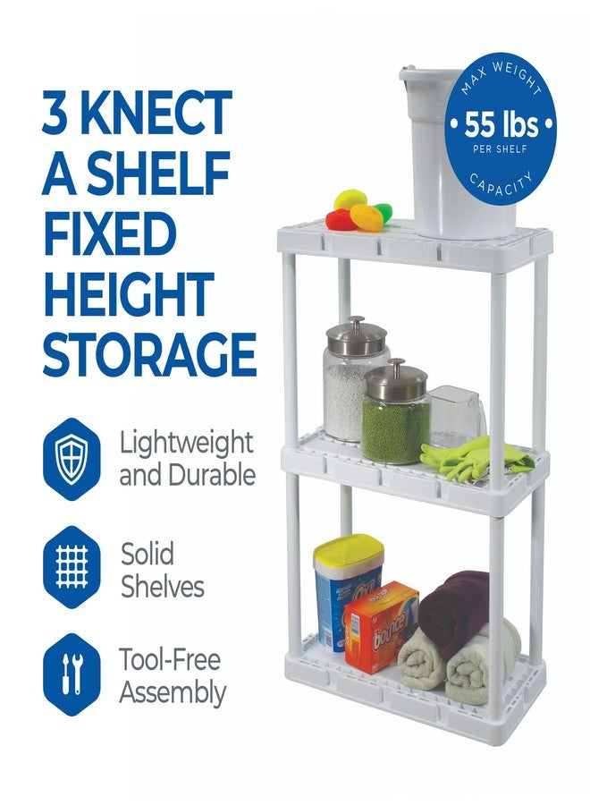 Gracious Living 3 Shelf Knect-A-Shelf Solid Light Duty Storage Unit 12 x 24 x 33" Organizer for Home, Garage, Basement & Laundry, White - Image 2
