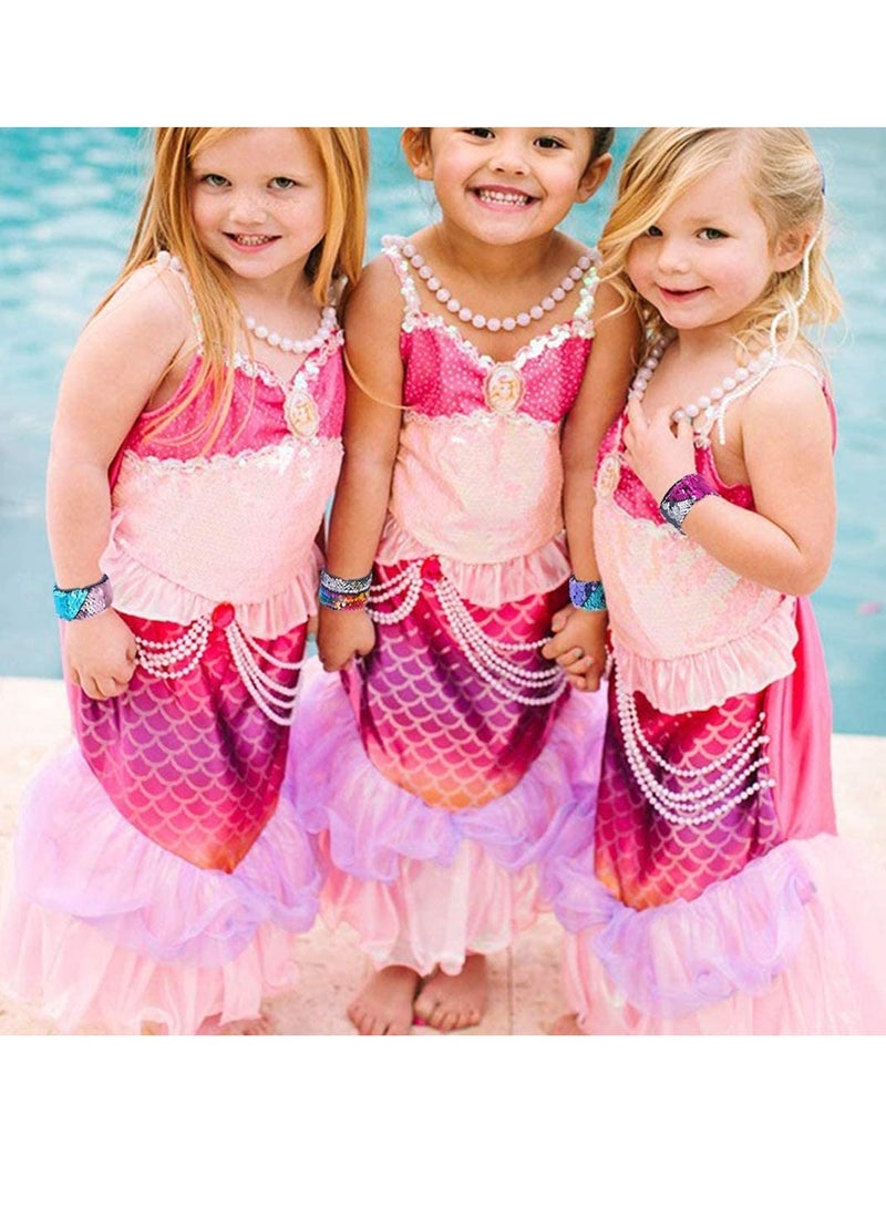 SOLARAE 12 Pcs Slap Bracelet Kids Sequin Mermaid Flip Wristband Birthday Party Favors Supplies - Image 3