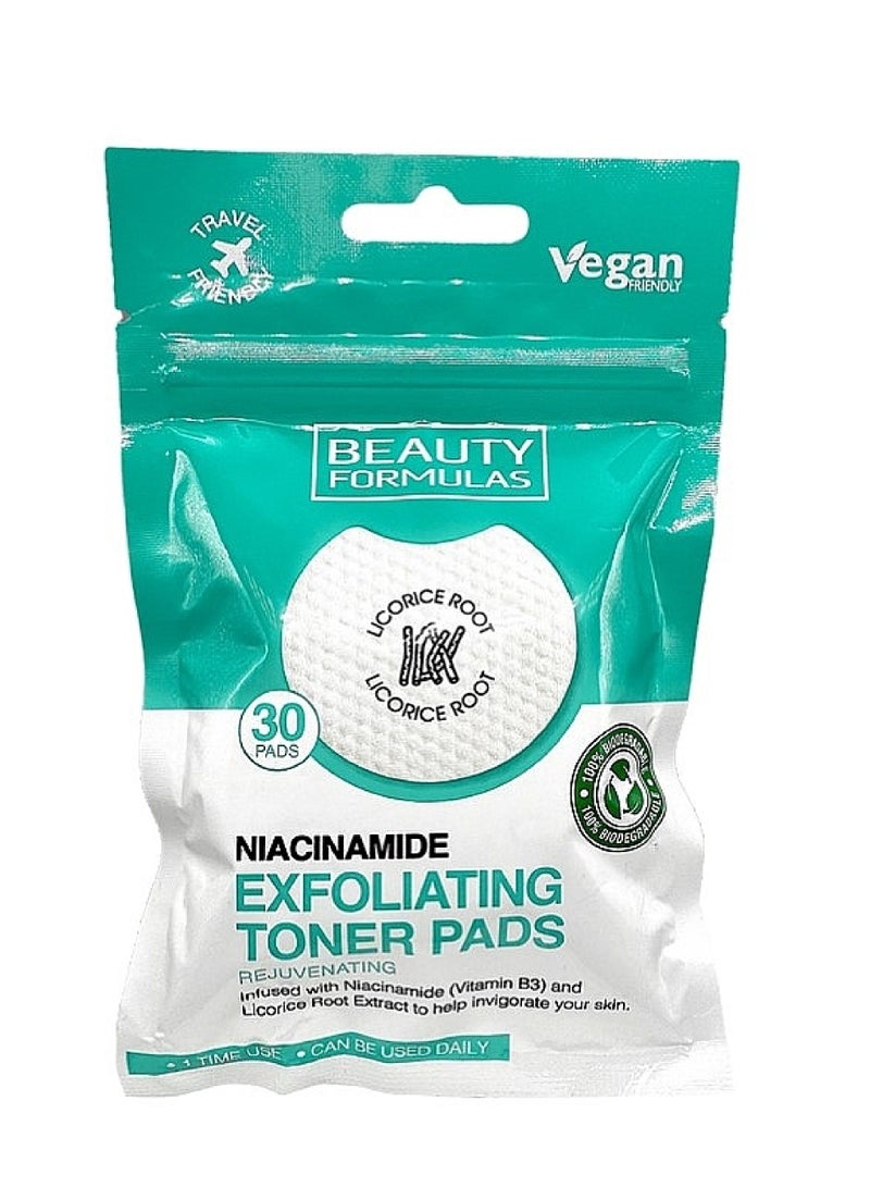 BEAUTY FORMULAS REJUVENATING EXFOLIATING TONER PADS 30'S(NIACINAMIDE)