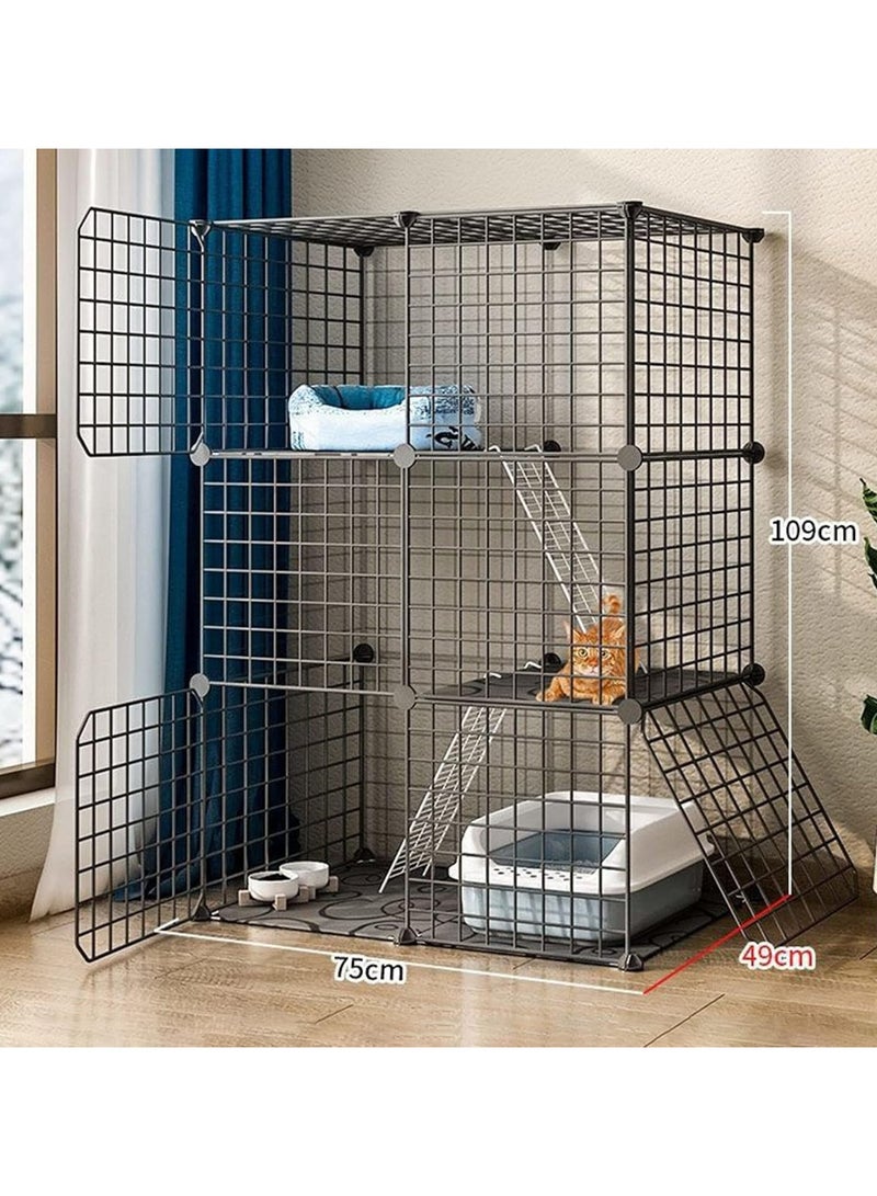 Generic 3 Tier Cat Cage Indoor DIY Pet Playpen Detachable Metal Small Animal Cage Wire Ferret Cage Indoor Cat Kennels for Kitten Puppy Bunny  - Image 2