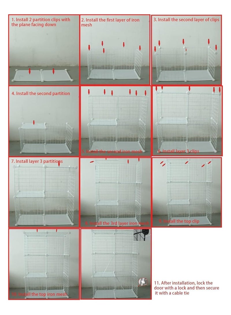 Generic 3 Tier Cat Cage Indoor DIY Pet Playpen Detachable Metal Small Animal Cage Wire Ferret Cage Indoor Cat Kennels for Kitten Puppy Bunny  - Image 5