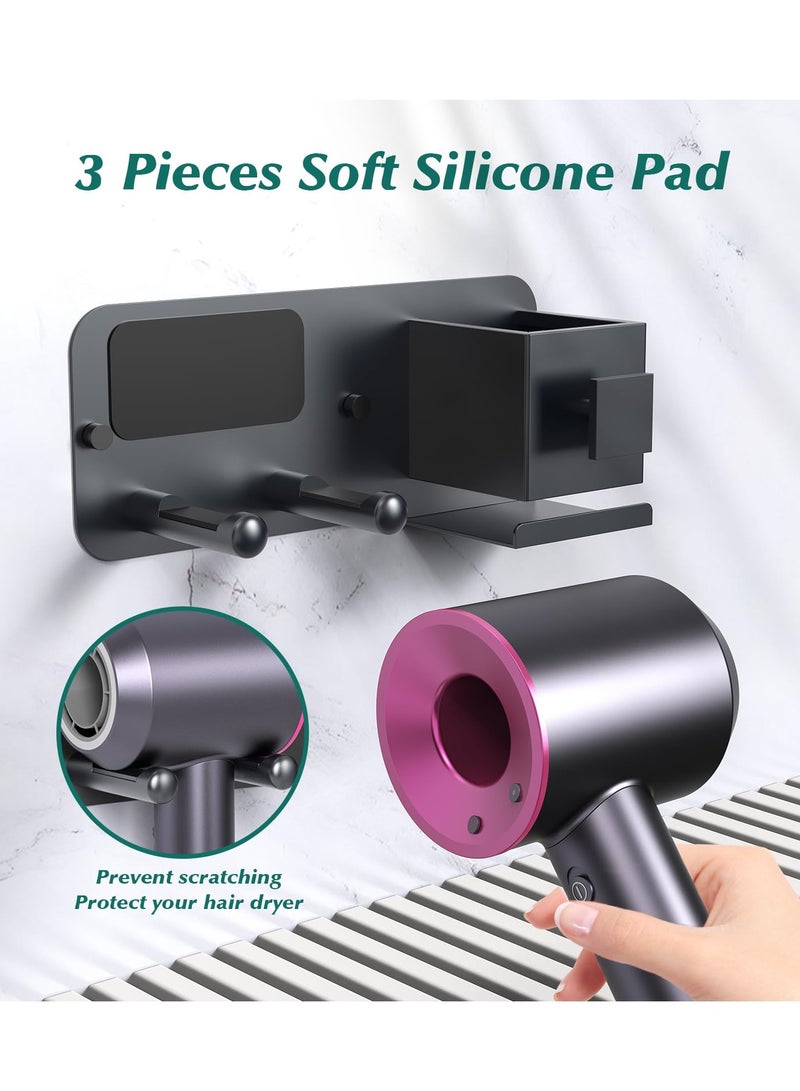 Hair Dryer Holder Wall Mount, Aluminum Alloy Self Adhesive Blow Dryer Holder, Hair Dryer Holder Wall Mounted No Drilling Adhesive, Hair Tool Toothbrush Shaver Organizer - Image 2