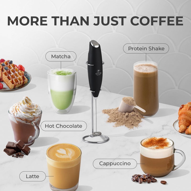 Zulay Kitchen Powerful Milk Frother Wand - Ultra Fast Handheld Drink Mixer - Electric Whisk Foam Maker For Coffee  Lattes  Cappuccino  Frappe  Matcha  Hot Chocolate & Coffee Creamer - Milk Boss Black - Image 4