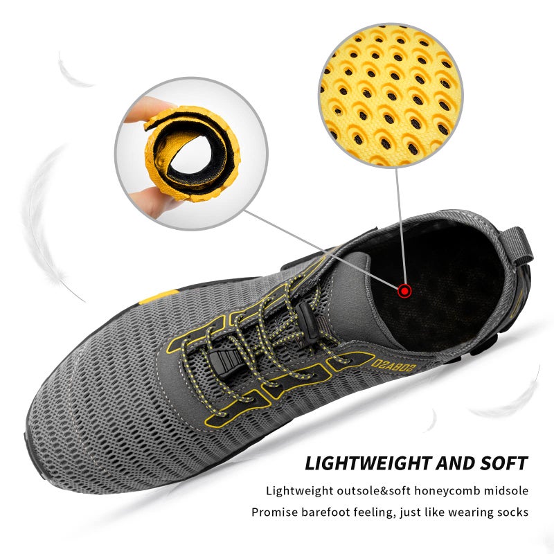 SOBASO Water Shoes for Men Women Quick Dry Hiking Aqua for Pool River Diving Surf Fishing Dark Grayish Yellow - Image 3