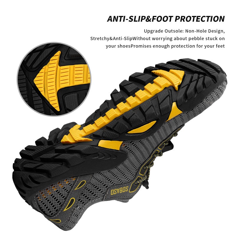 SOBASO Water Shoes for Men Women Quick Dry Hiking Aqua for Pool River Diving Surf Fishing Dark Grayish Yellow - Image 5