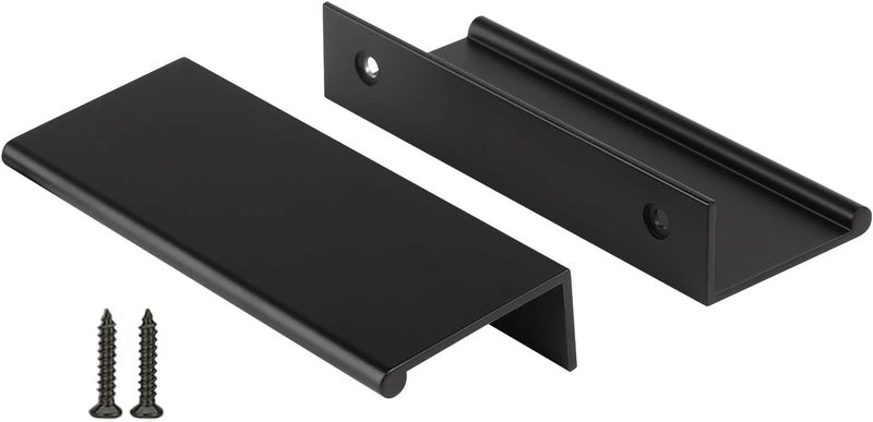 Peaha 10 Pack Black Cabinet Pulls Kitchen Handles 3 inch Aluminum Alloy Edge Finger Pull Dresser Drawer Handles - Image 1