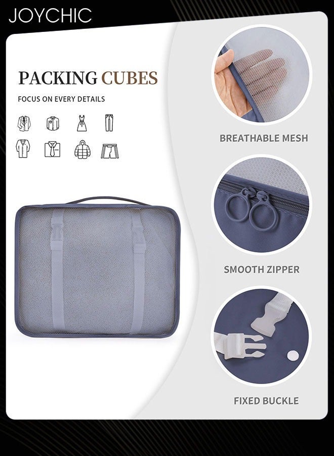 Joychic 8 Piece Travel and Business Trip Packing Cubes for Suitcases Lightweight Trip Essential Saving Space Storage Bag Set with Toiletries Bag for Clothes Shoes Cosmetics Toiletries Navy Blue - Image 4